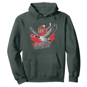 Elbows Up Gloves Off Hoodie Canadian Ice Hockey Beaver Gift TS12 Dark Forest Green Print Your Wear