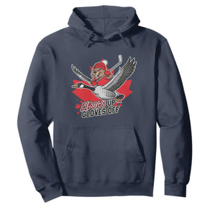 Elbows Up Gloves Off Hoodie Canadian Ice Hockey Beaver Gift TS12 Navy Print Your Wear