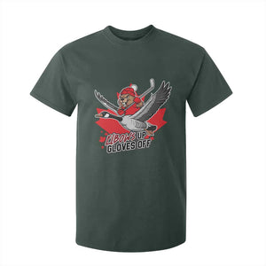 Elbows Up Gloves Off T Shirt For Kid Canadian Ice Hockey Beaver Gift TS12 Dark Forest Green Print Your Wear