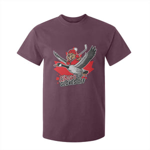 Elbows Up Gloves Off T Shirt For Kid Canadian Ice Hockey Beaver Gift TS12 Maroon Print Your Wear