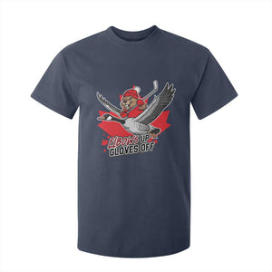 Elbows Up Gloves Off T Shirt For Kid Canadian Ice Hockey Beaver Gift TS12 Navy Print Your Wear