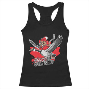 Elbows Up Gloves Off Racerback Tank Top Canadian Ice Hockey Beaver Gift TS12 Black Print Your Wear