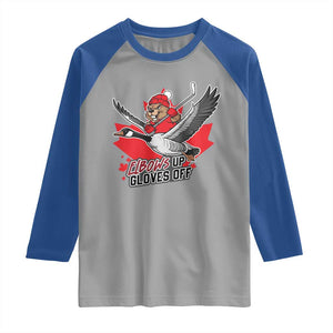 Elbows Up Gloves Off Raglan Shirt Canadian Ice Hockey Beaver Gift TS12 Sport Gray Royal Print Your Wear