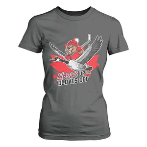 Elbows Up Gloves Off T Shirt For Women Canadian Ice Hockey Beaver Gift TS12 Dark Heather Print Your Wear