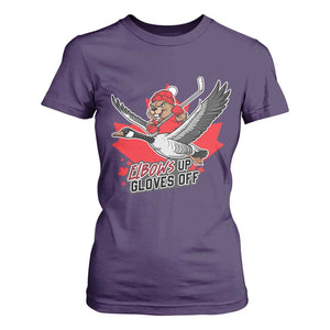 Elbows Up Gloves Off T Shirt For Women Canadian Ice Hockey Beaver Gift TS12 Purple Print Your Wear
