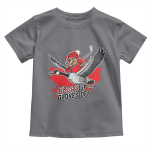 Elbows Up Gloves Off Toddler T Shirt Canadian Ice Hockey Beaver Gift TS12 Charcoal Print Your Wear