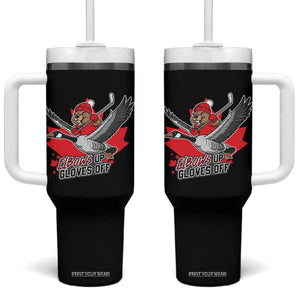 Elbows Up Gloves Off Tumbler With Handle Canadian Ice Hockey Beaver Gift TS12 One Size: 40 oz Black Print Your Wear