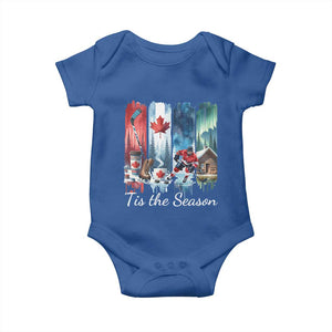 Christmas Canada Ice Hockey Lover Baby Onesie Tis The Season TS12 Royal Blue Print Your Wear