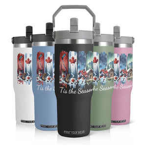 Christmas Canada Ice Hockey Lover Flip Straw Tumbler Tis The Season TS12 Print Your Wear