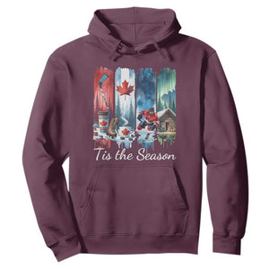 Christmas Canada Ice Hockey Lover Hoodie Tis The Season TS12 Maroon Print Your Wear