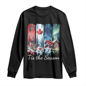 Christmas Canada Ice Hockey Lover Long Sleeve Shirt Tis The Season TS12 Black Print Your Wear