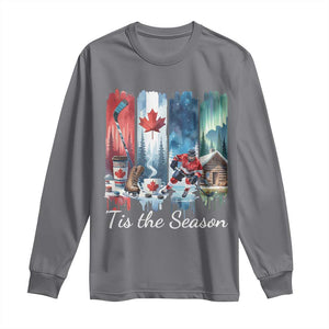 Christmas Canada Ice Hockey Lover Long Sleeve Shirt Tis The Season TS12 Charcoal Print Your Wear