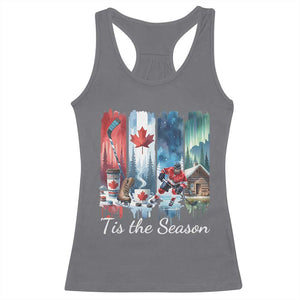 Christmas Canada Ice Hockey Lover Racerback Tank Top Tis The Season TS12 Charcoal Print Your Wear