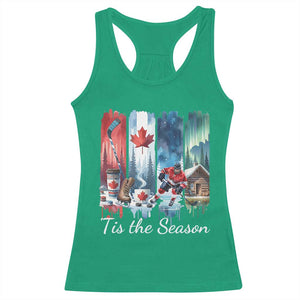Christmas Canada Ice Hockey Lover Racerback Tank Top Tis The Season TS12 Irish Green Print Your Wear