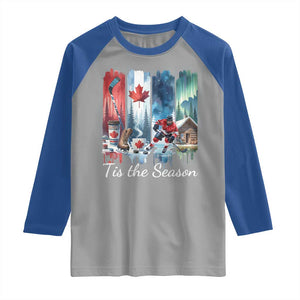 Christmas Canada Ice Hockey Lover Raglan Shirt Tis The Season TS12 Sport Gray Royal Print Your Wear