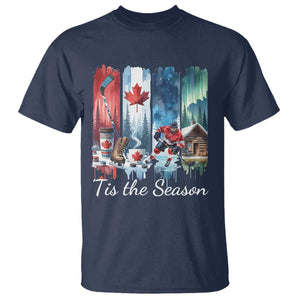 Christmas Canada Ice Hockey Lover T Shirt Tis The Season TS12 Navy Print Your Wear