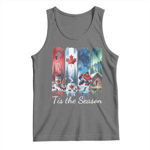 Christmas Canada Ice Hockey Lover Tank Top Tis The Season TS12 Black Heather Print Your Wear
