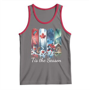 Christmas Canada Ice Hockey Lover Tank Top Tis The Season TS12 Deep Heather Red Print Your Wear