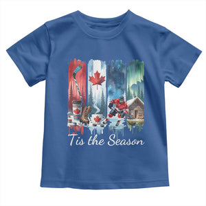 Christmas Canada Ice Hockey Lover Toddler T Shirt Tis The Season TS12 Royal Blue Print Your Wear