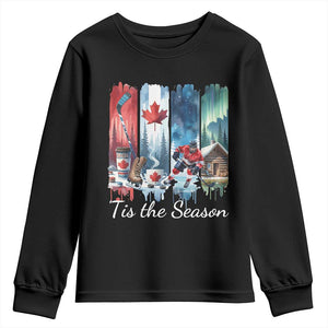 Christmas Canada Ice Hockey Lover Youth Sweatshirt Tis The Season TS12 Black Print Your Wear