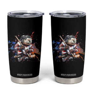 Funny Beaver Playing Ice Hockey Tumbler Cup Winter Sports Gift TS12 Black Print Your Wear