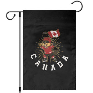 Funny Beaver Playing Ice Hockey With Canada Flag Gift Garden Flag TS12 Black Print Your Wear