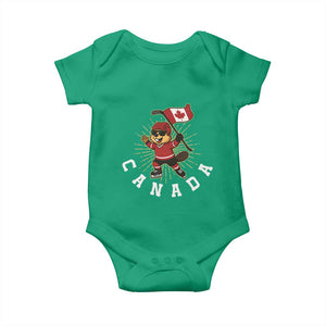 Funny Beaver Playing Ice Hockey With Canada Flag Gift Baby Onesie TS12 Irish Green Print Your Wear