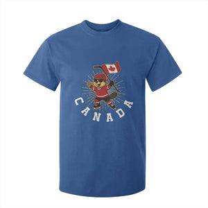 Funny Beaver Playing Ice Hockey With Canada Flag Gift T Shirt For Kid TS12 Royal Blue Print Your Wear