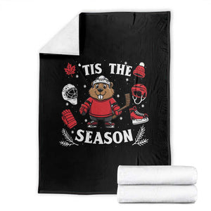 Canadian Ice Hockey Beaver Throw Blanket Tis The Season Holiday Gift TS12 Black Print Your Wear