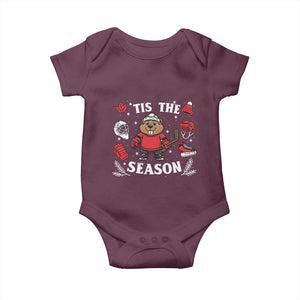 Canadian Ice Hockey Beaver Baby Onesie Tis The Season Holiday Gift TS12 Maroon Print Your Wear