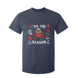 Canadian Ice Hockey Beaver T Shirt For Kid Tis The Season Holiday Gift TS12 Navy Print Your Wear