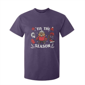 Canadian Ice Hockey Beaver T Shirt For Kid Tis The Season Holiday Gift TS12 Purple Print Your Wear