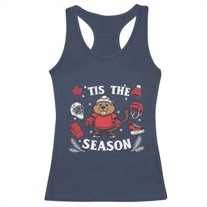 Canadian Ice Hockey Beaver Racerback Tank Top Tis The Season Holiday Gift TS12 Navy Print Your Wear