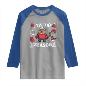 Canadian Ice Hockey Beaver Raglan Shirt Tis The Season Holiday Gift TS12 Sport Gray Royal Print Your Wear