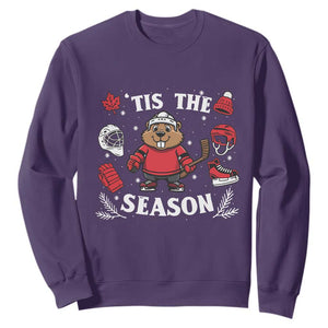 Canadian Ice Hockey Beaver Sweatshirt Tis The Season Holiday Gift TS12 Purple Print Your Wear