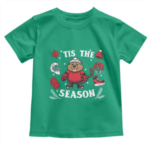 Canadian Ice Hockey Beaver Toddler T Shirt Tis The Season Holiday Gift TS12 Irish Green Print Your Wear