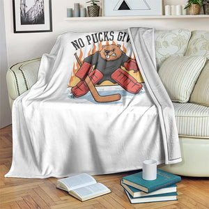 Funny Beaver Ice Hockey Goalie Gift Throw Blanket No Pucks Given TS12 Print Your Wear