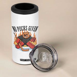 Funny Beaver Ice Hockey Goalie Gift 4 in 1 Can Cooler Tumbler No Pucks Given TS12 Print Your Wear