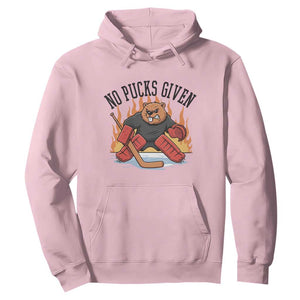 Funny Beaver Ice Hockey Goalie Gift Hoodie No Pucks Given TS12 Light Pink Print Your Wear