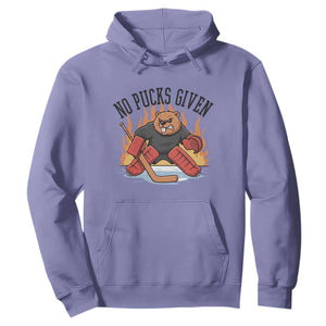 Funny Beaver Ice Hockey Goalie Gift Hoodie No Pucks Given TS12 Violet Print Your Wear