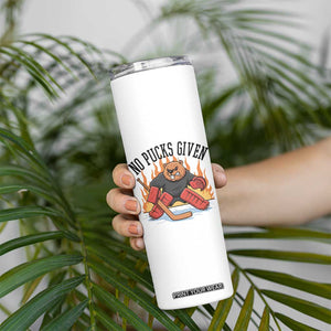 Funny Beaver Ice Hockey Goalie Gift Skinny Tumbler No Pucks Given TS12 Print Your Wear
