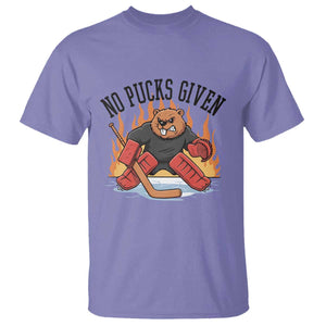 Funny Beaver Ice Hockey Goalie Gift T Shirt No Pucks Given TS12 Violet Print Your Wear