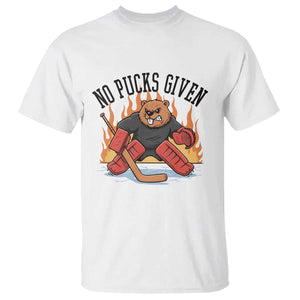 Funny Beaver Ice Hockey Goalie Gift T Shirt No Pucks Given TS12 White Print Your Wear