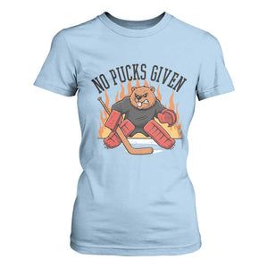 Funny Beaver Ice Hockey Goalie Gift T Shirt For Women No Pucks Given TS12 Light Blue Print Your Wear