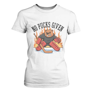 Funny Beaver Ice Hockey Goalie Gift T Shirt For Women No Pucks Given TS12 White Print Your Wear