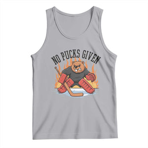 Funny Beaver Ice Hockey Goalie Gift Tank Top No Pucks Given TS12 Athletic Heather Print Your Wear