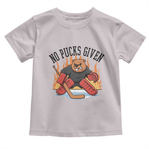 Funny Beaver Ice Hockey Goalie Gift Toddler T Shirt No Pucks Given TS12 Ice Gray Print Your Wear