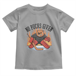 Funny Beaver Ice Hockey Goalie Gift Toddler T Shirt No Pucks Given TS12 Sport Gray Print Your Wear