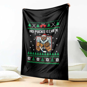 Ugly Christmas Sweater Beaver Ice Hockey Goalie Throw Blanket No Pucks Given TS12 Print Your Wear