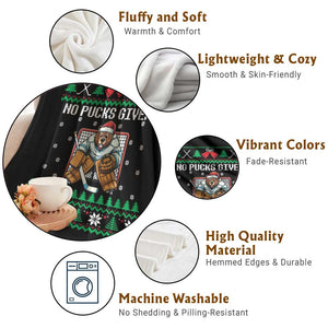 Ugly Christmas Sweater Beaver Ice Hockey Goalie Throw Blanket No Pucks Given TS12 Print Your Wear